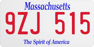 MA license plate 9ZJ515