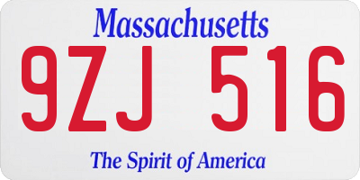 MA license plate 9ZJ516