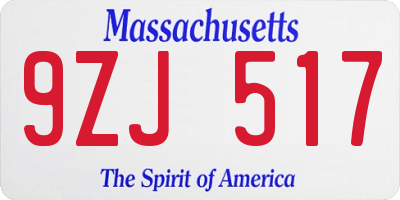 MA license plate 9ZJ517