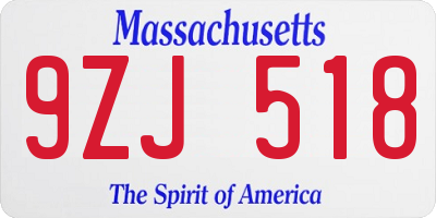 MA license plate 9ZJ518