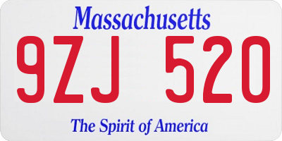 MA license plate 9ZJ520