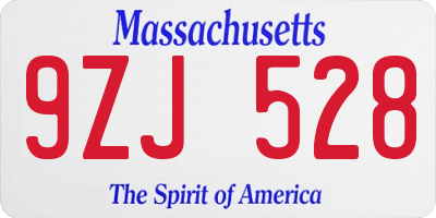 MA license plate 9ZJ528