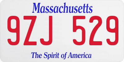 MA license plate 9ZJ529