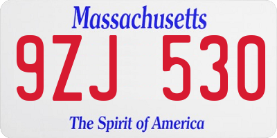 MA license plate 9ZJ530