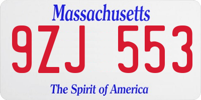 MA license plate 9ZJ553