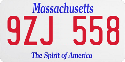 MA license plate 9ZJ558