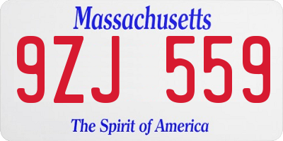 MA license plate 9ZJ559