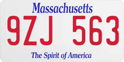 MA license plate 9ZJ563