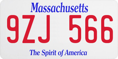 MA license plate 9ZJ566