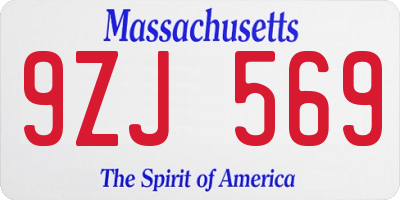 MA license plate 9ZJ569