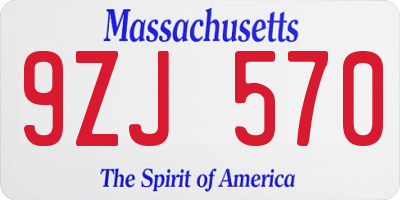 MA license plate 9ZJ570