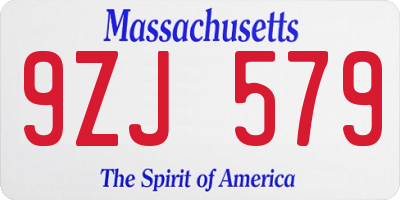 MA license plate 9ZJ579