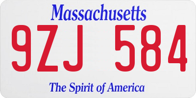 MA license plate 9ZJ584