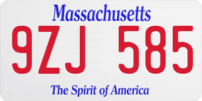 MA license plate 9ZJ585