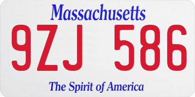 MA license plate 9ZJ586