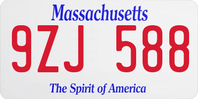 MA license plate 9ZJ588