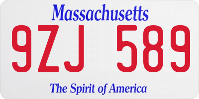 MA license plate 9ZJ589