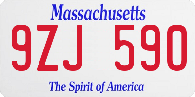 MA license plate 9ZJ590