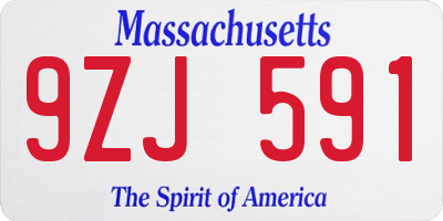 MA license plate 9ZJ591