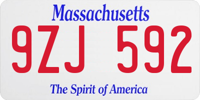 MA license plate 9ZJ592