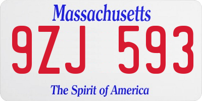 MA license plate 9ZJ593