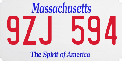 MA license plate 9ZJ594