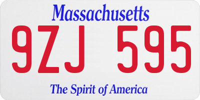 MA license plate 9ZJ595