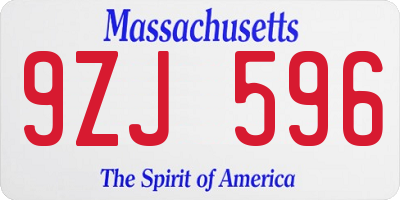 MA license plate 9ZJ596