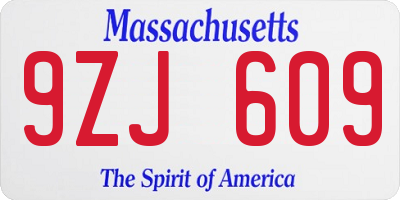 MA license plate 9ZJ609