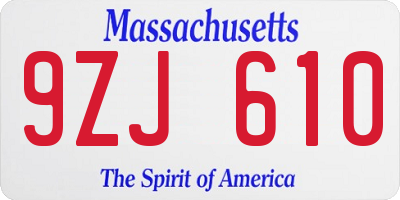 MA license plate 9ZJ610