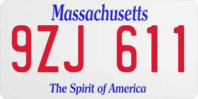 MA license plate 9ZJ611