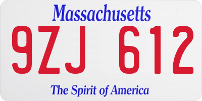 MA license plate 9ZJ612