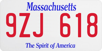 MA license plate 9ZJ618