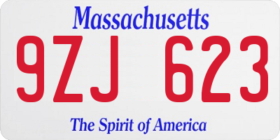MA license plate 9ZJ623