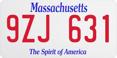 MA license plate 9ZJ631