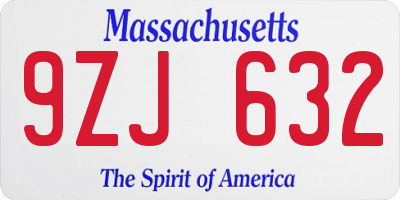 MA license plate 9ZJ632