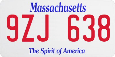 MA license plate 9ZJ638