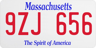 MA license plate 9ZJ656