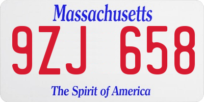 MA license plate 9ZJ658