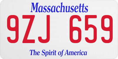MA license plate 9ZJ659