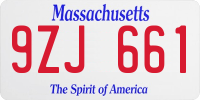 MA license plate 9ZJ661