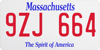 MA license plate 9ZJ664