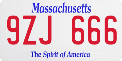 MA license plate 9ZJ666