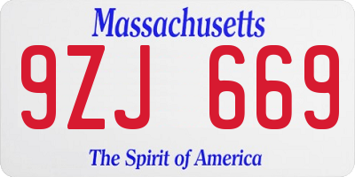 MA license plate 9ZJ669