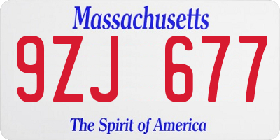 MA license plate 9ZJ677