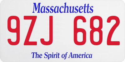 MA license plate 9ZJ682