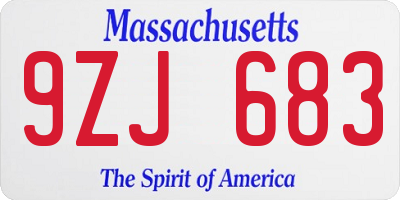 MA license plate 9ZJ683