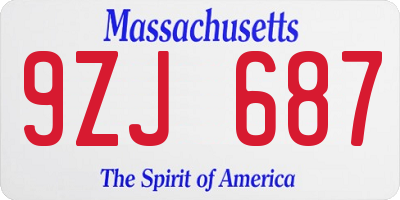 MA license plate 9ZJ687