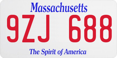 MA license plate 9ZJ688