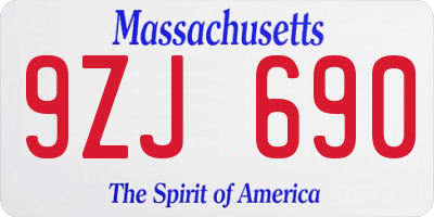 MA license plate 9ZJ690